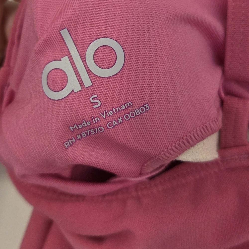 ALO Yoga Hot Pink Sports Bra with Built-in Cups - Picture 3 of 3